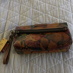 Patricia Nash Brown Floral Cosmetic Bag